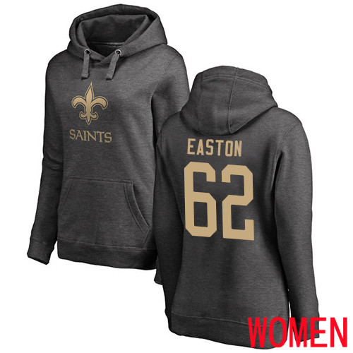 New Orleans Saints Ash Women Nick Easton One Color NFL Football 62 Pullover Hoodie Sweatshirts